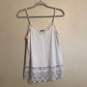 Express White Spaghetti Strap Top with Lace Trim (M)